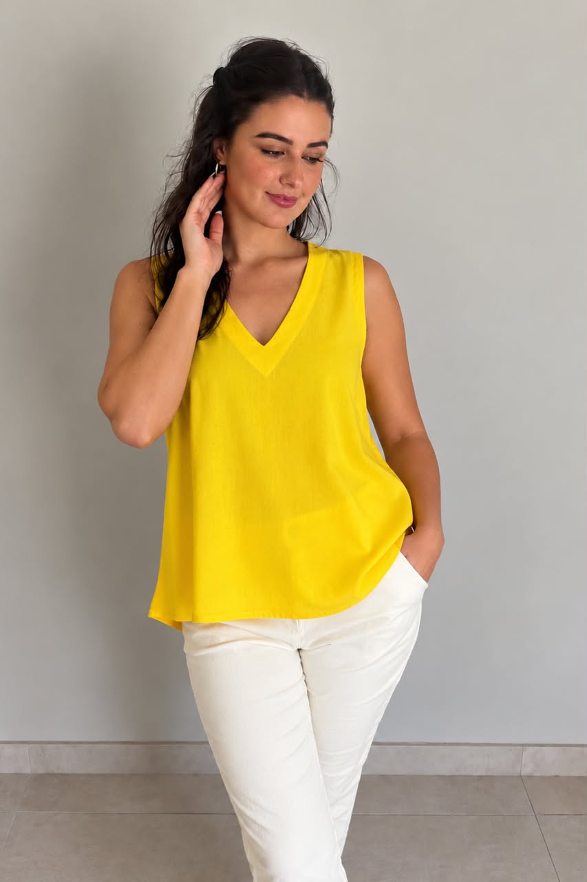 V-Neck Linen Vests