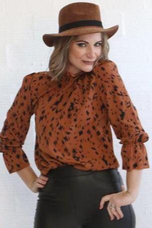 Pattern Mock Neck Blouses