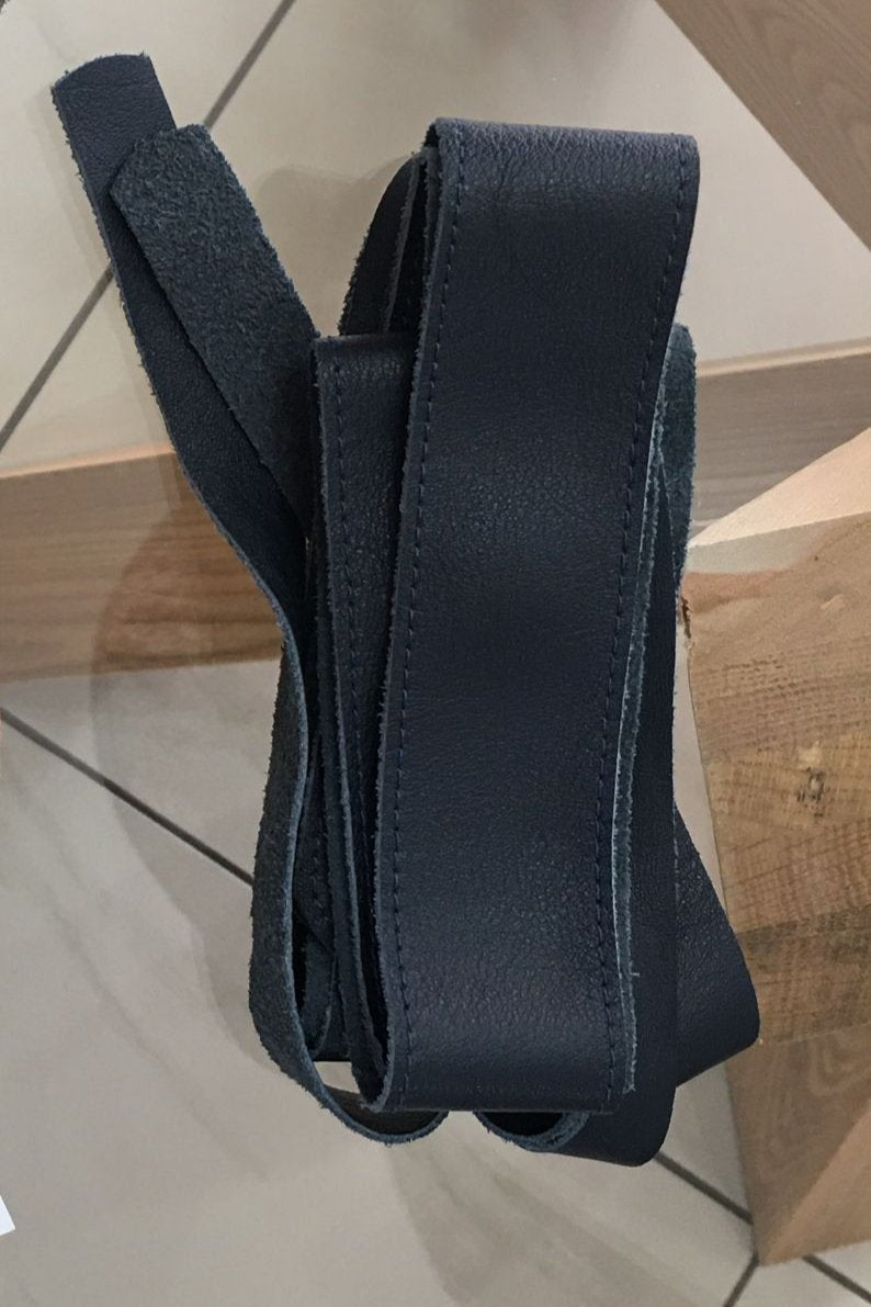 black wrap belt in genuine leather