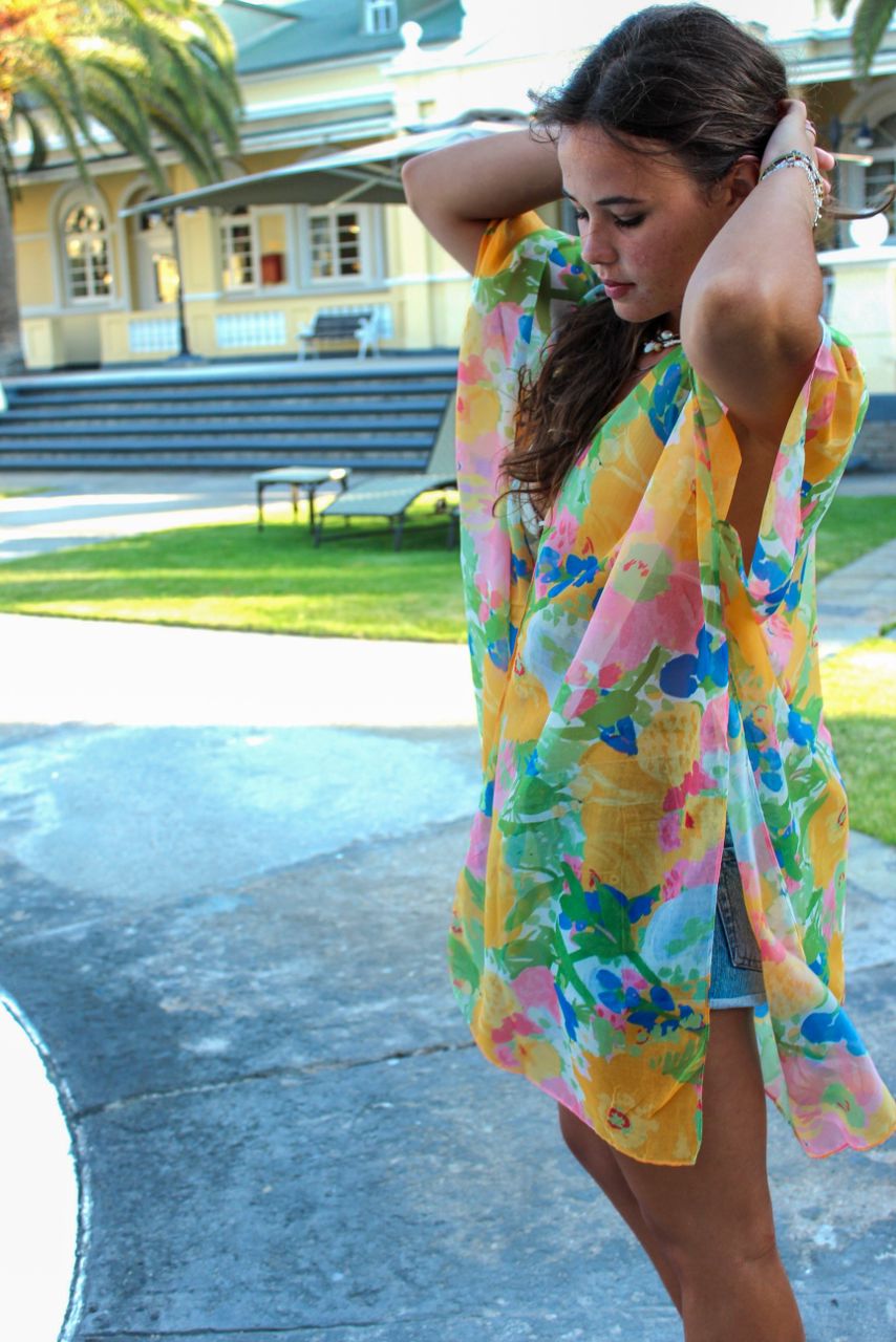 Cover-Up Mustard Tropical Kaftan