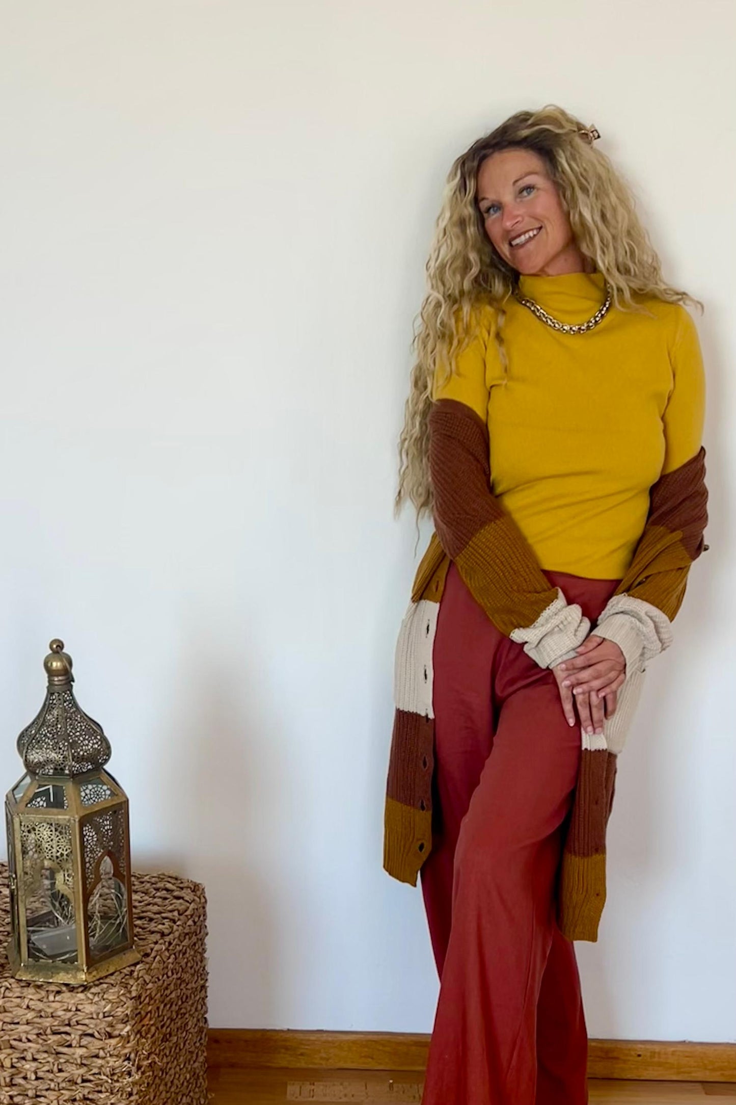 Brown Mustard Sand Cardi