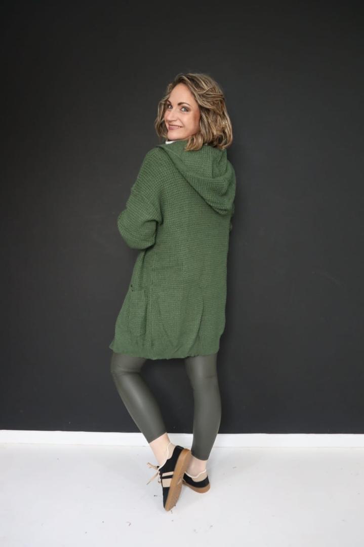Forest Green Hoodie Cardi Knit
