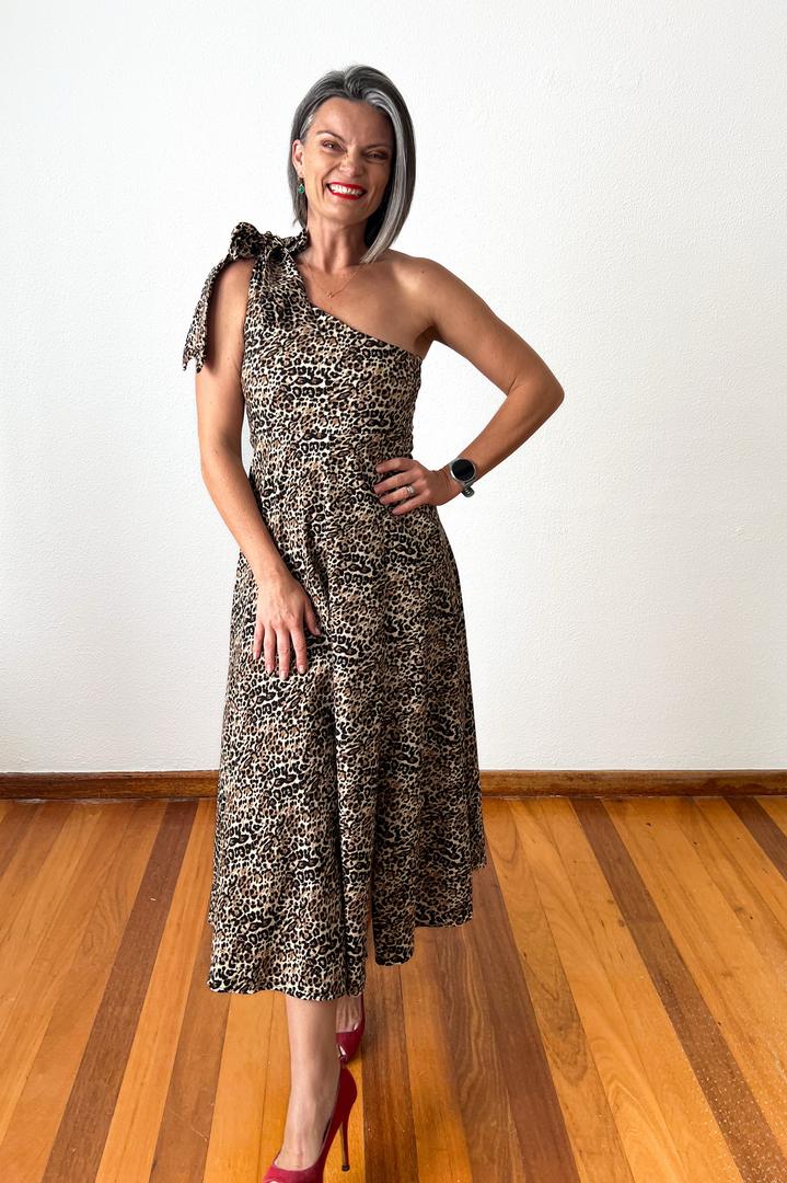 Kyle One Shoulder Dress Animal Print