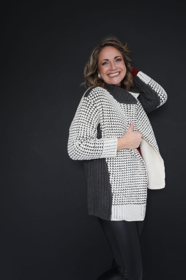 Grey Cream Knit Jacket