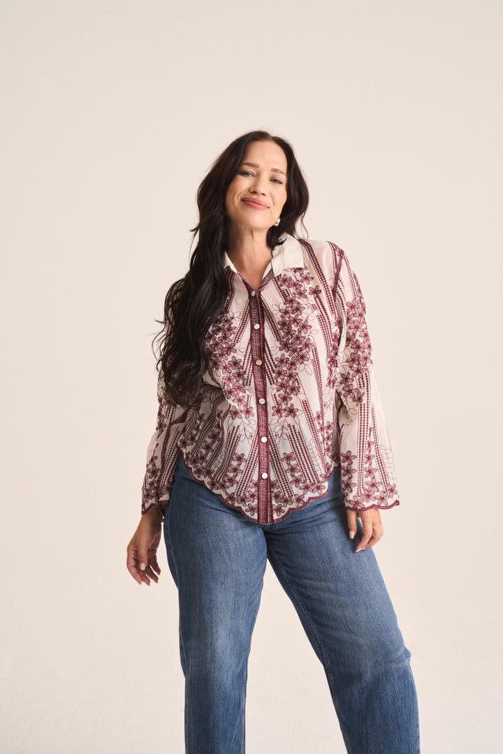 Embroided Shirt Wine