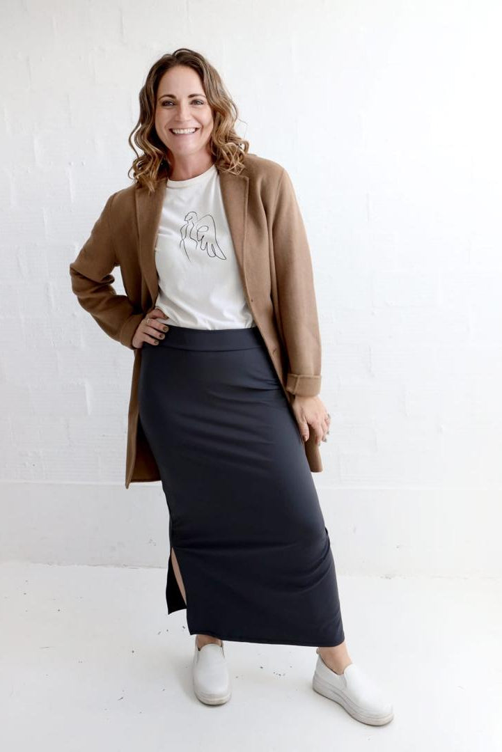 Vintage Charcoal Side Slit Skirt