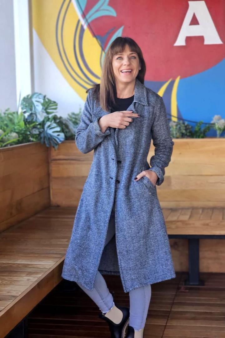 Jane Coat Black & White Herringbone