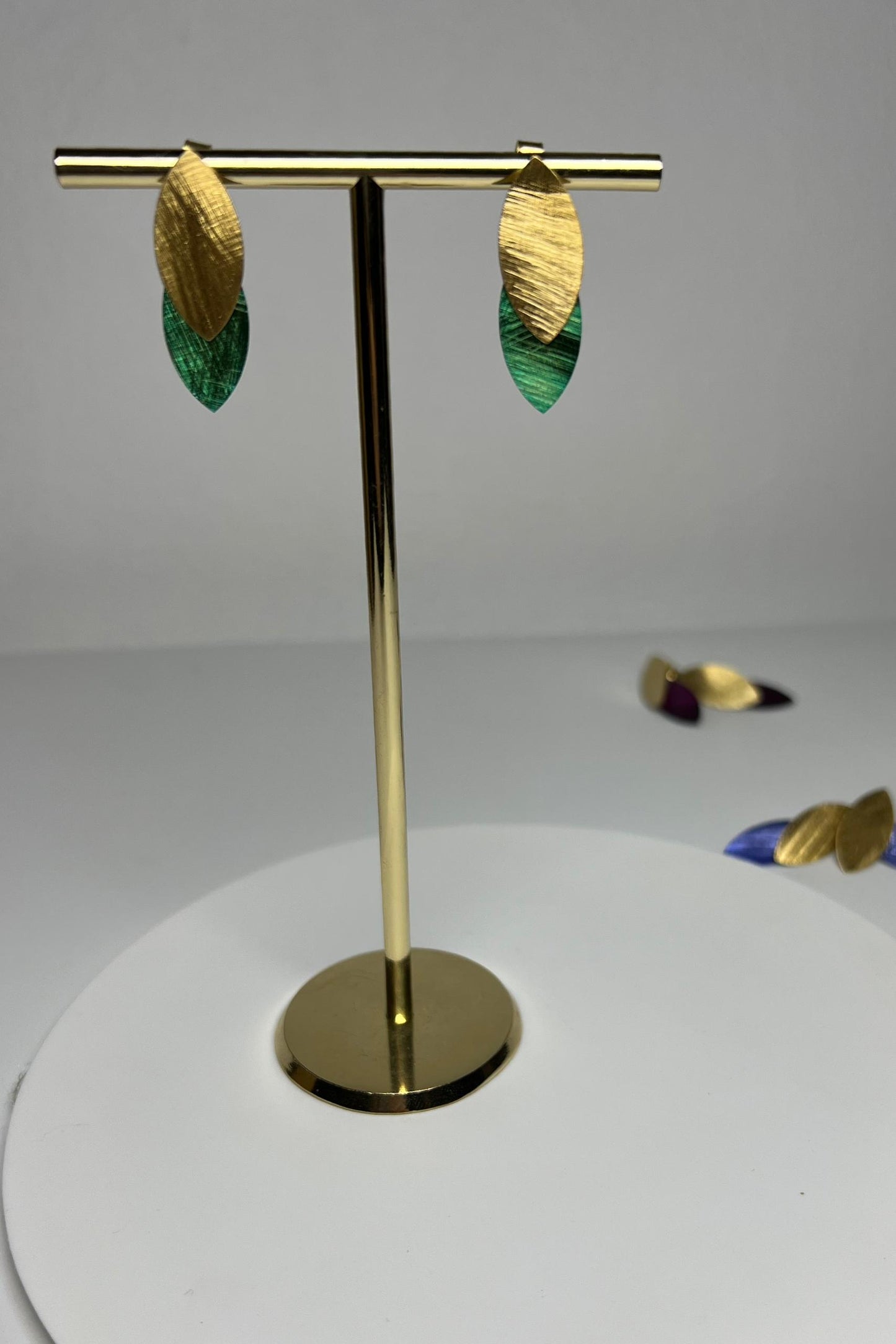 Brushed 18ct Gold Plated Colour Earrings