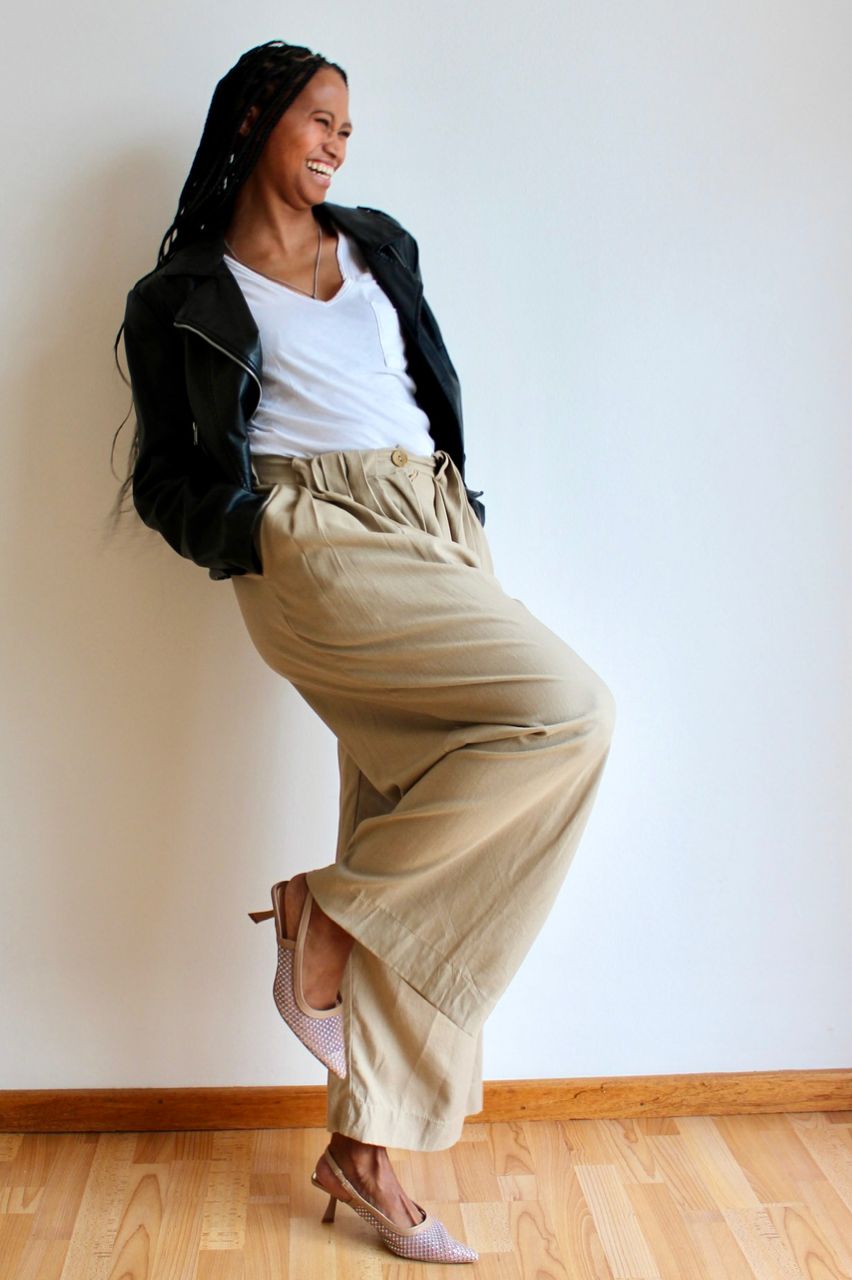High Waisted Wide Leg Pleat Pants Seed Sand