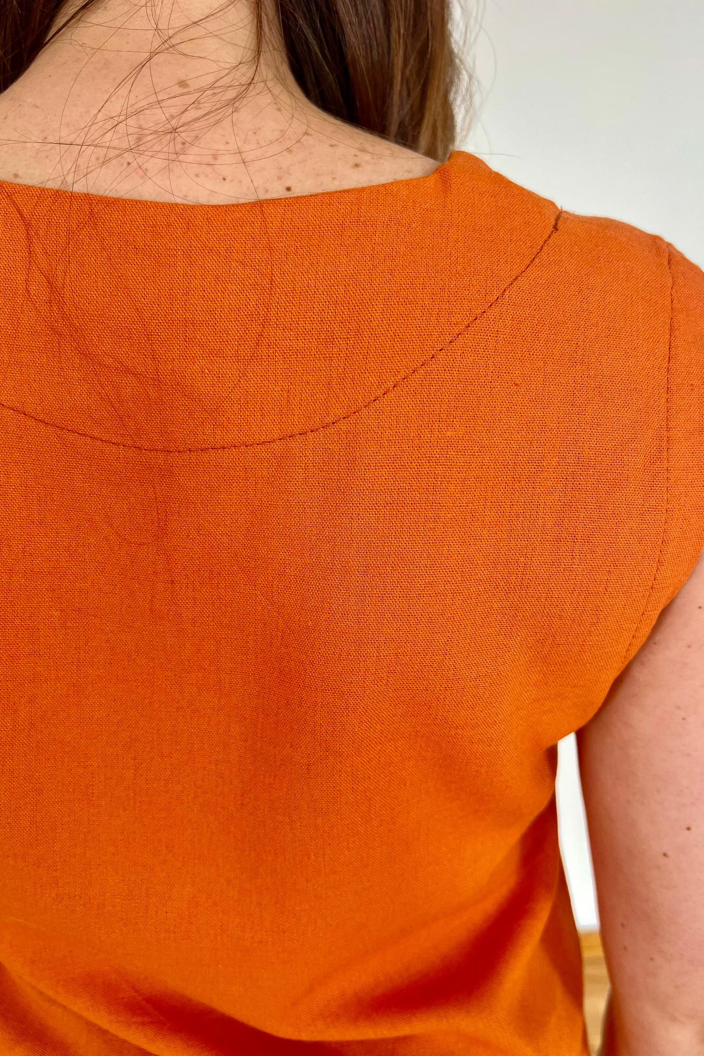 V-Neck Linen Vest Amber Glow
