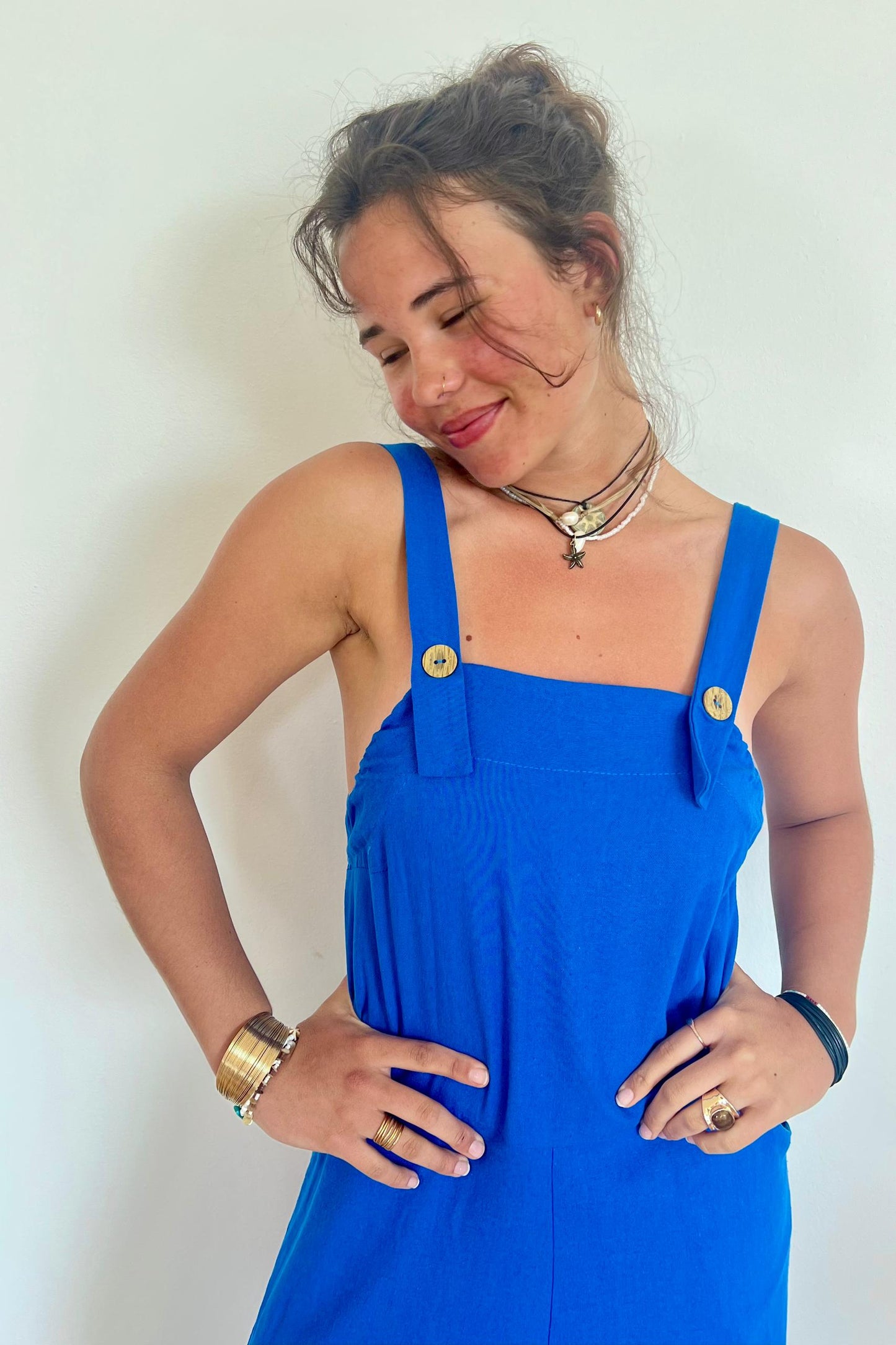 Bo Linen Jumpsuit Strong Blue
