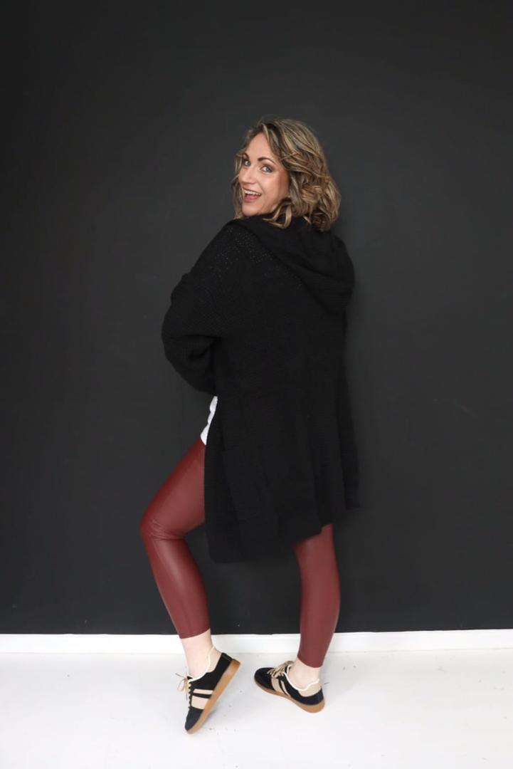 Black Hoodie Cardi Knit