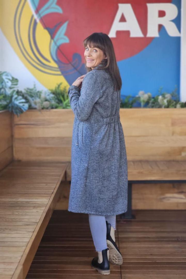 Jane Coat Black & White Herringbone