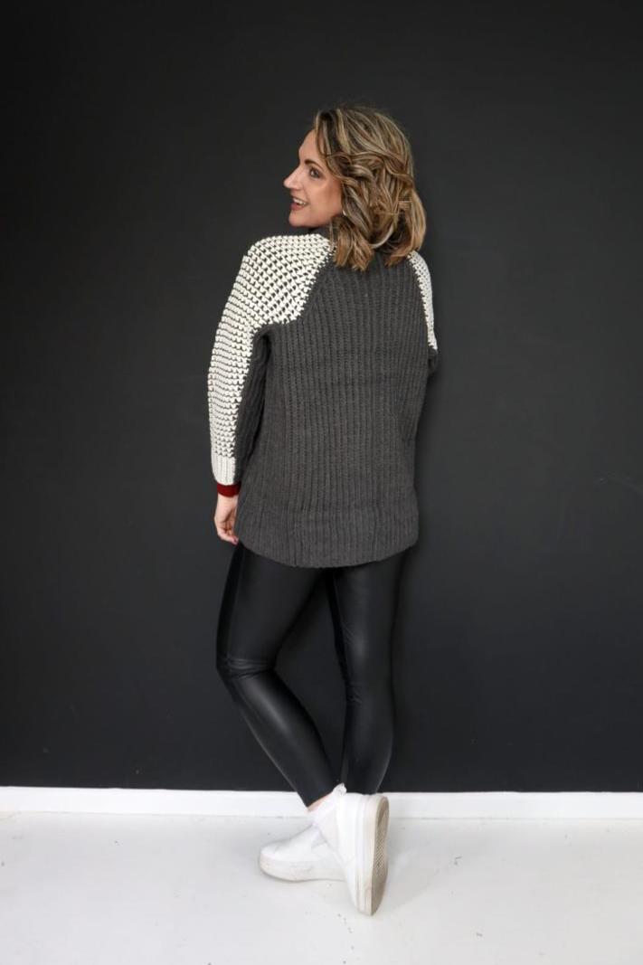 Grey Cream Knit Jacket