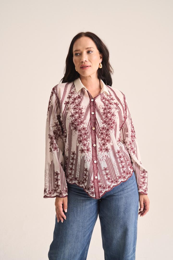 Embroided Shirt Wine