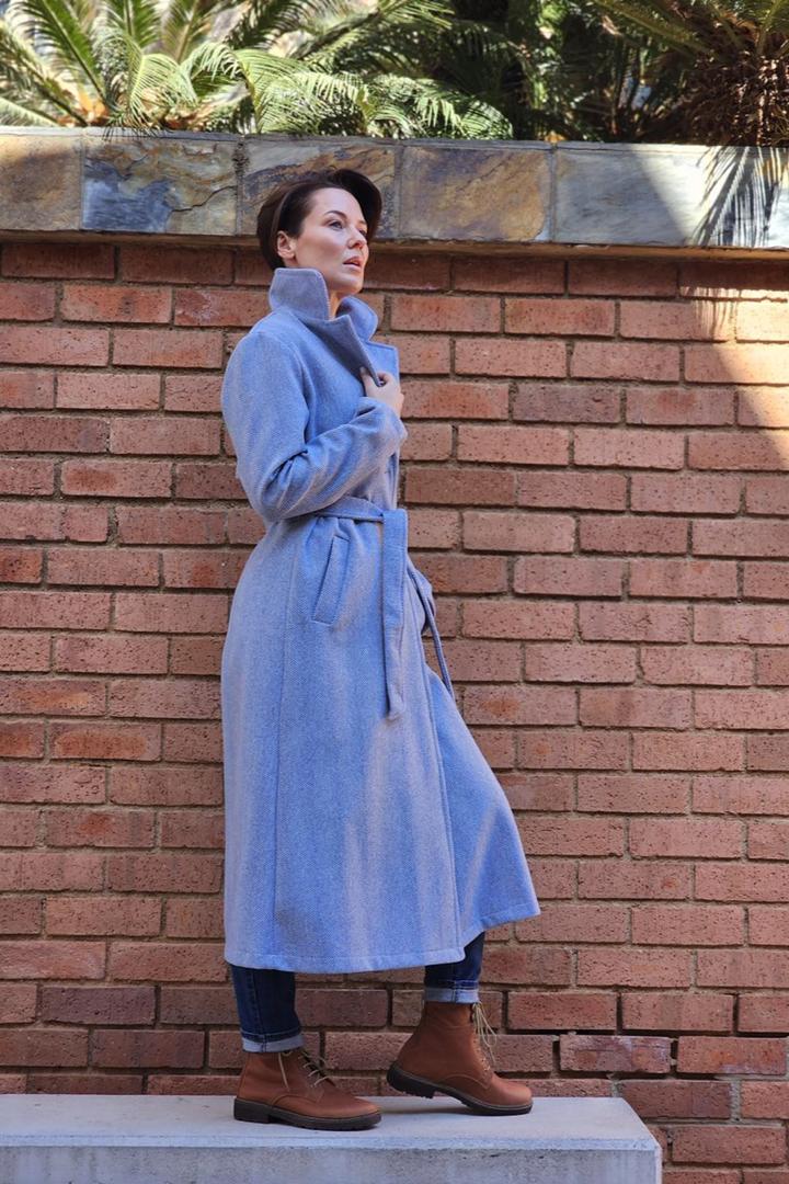 Maddison Coat Blue Herringbone