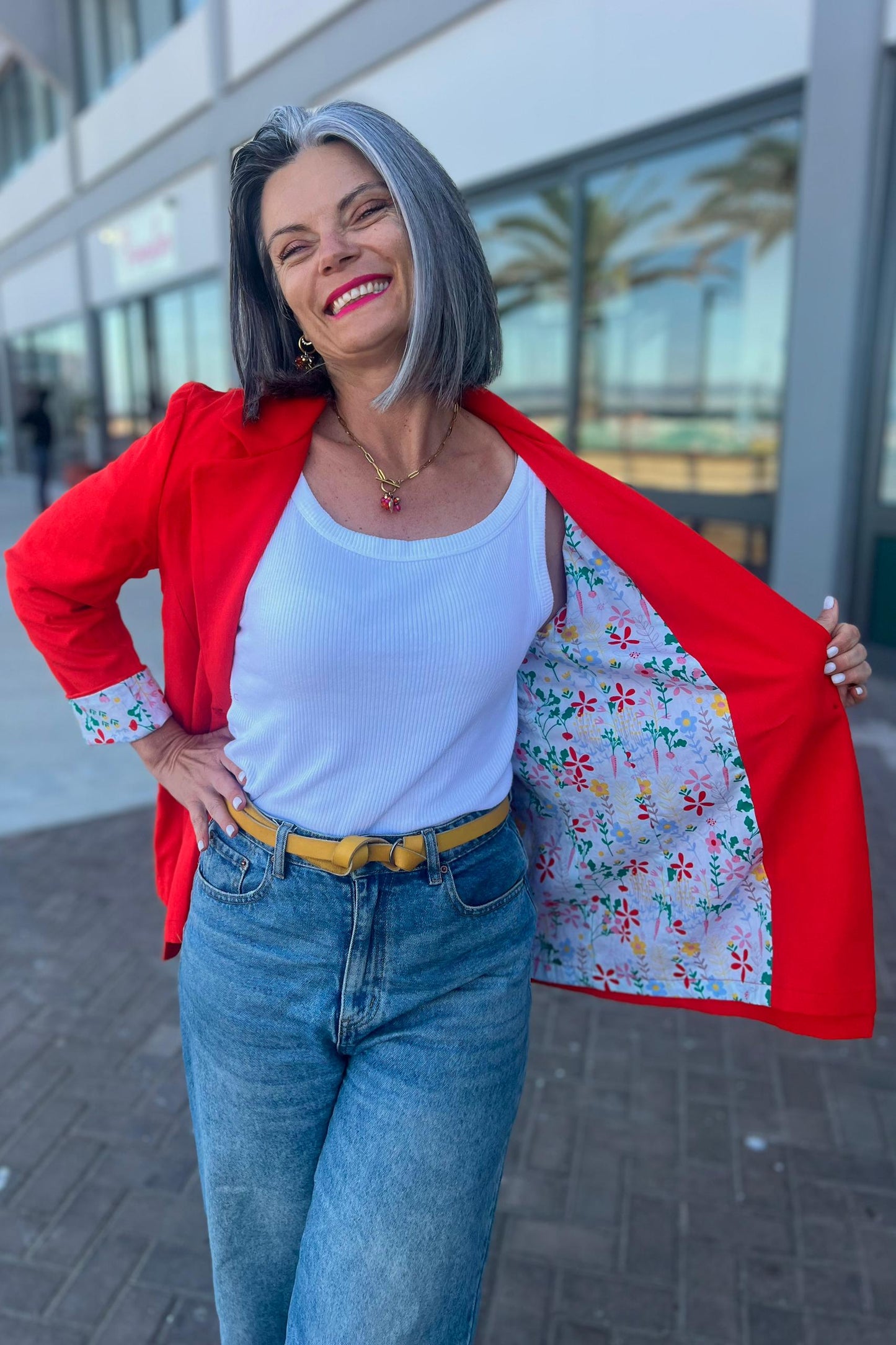 Linen Blazer Red