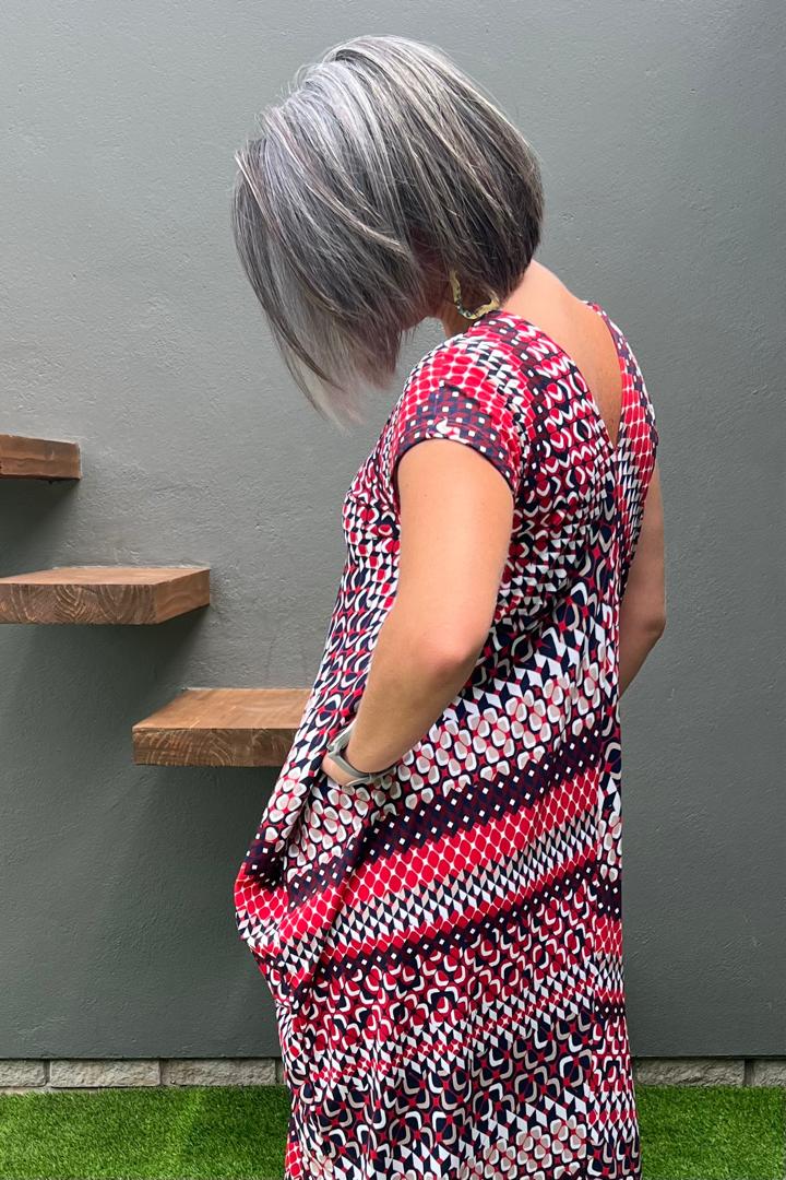 Salome Dress Geometric Navy