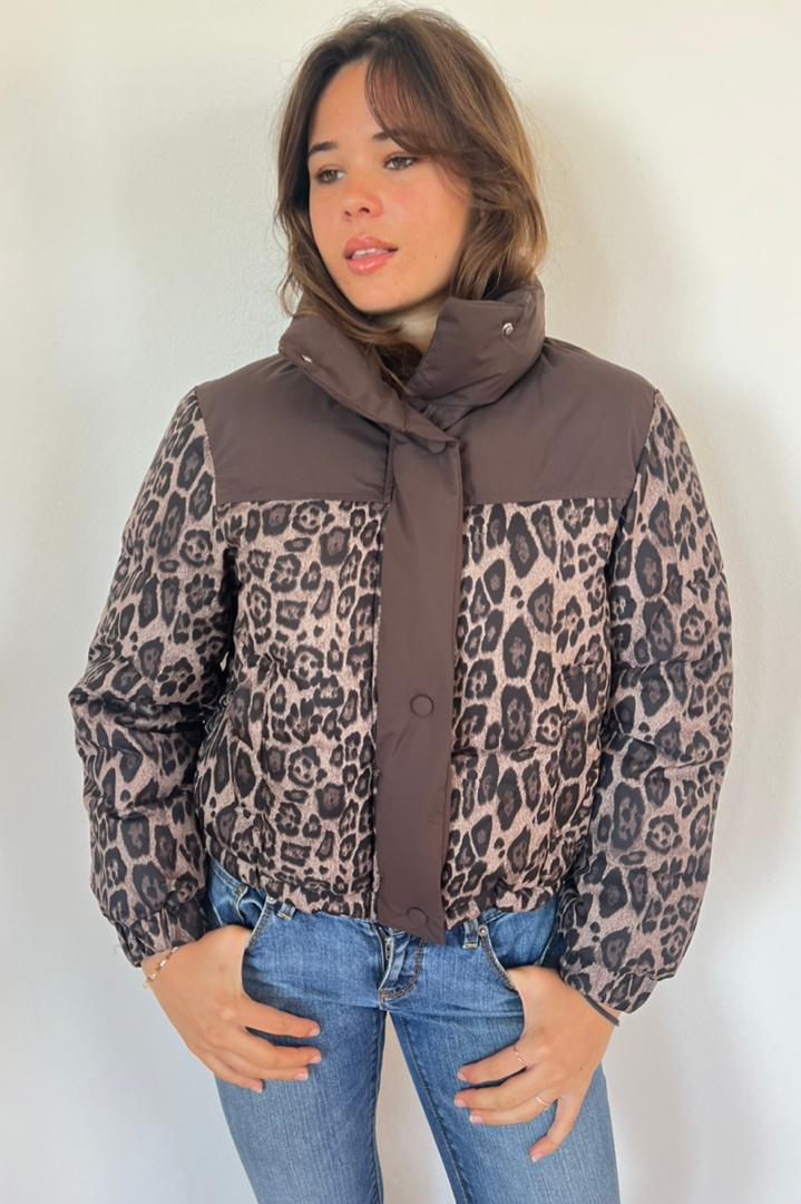 Leopard Combo Puffer Jacket