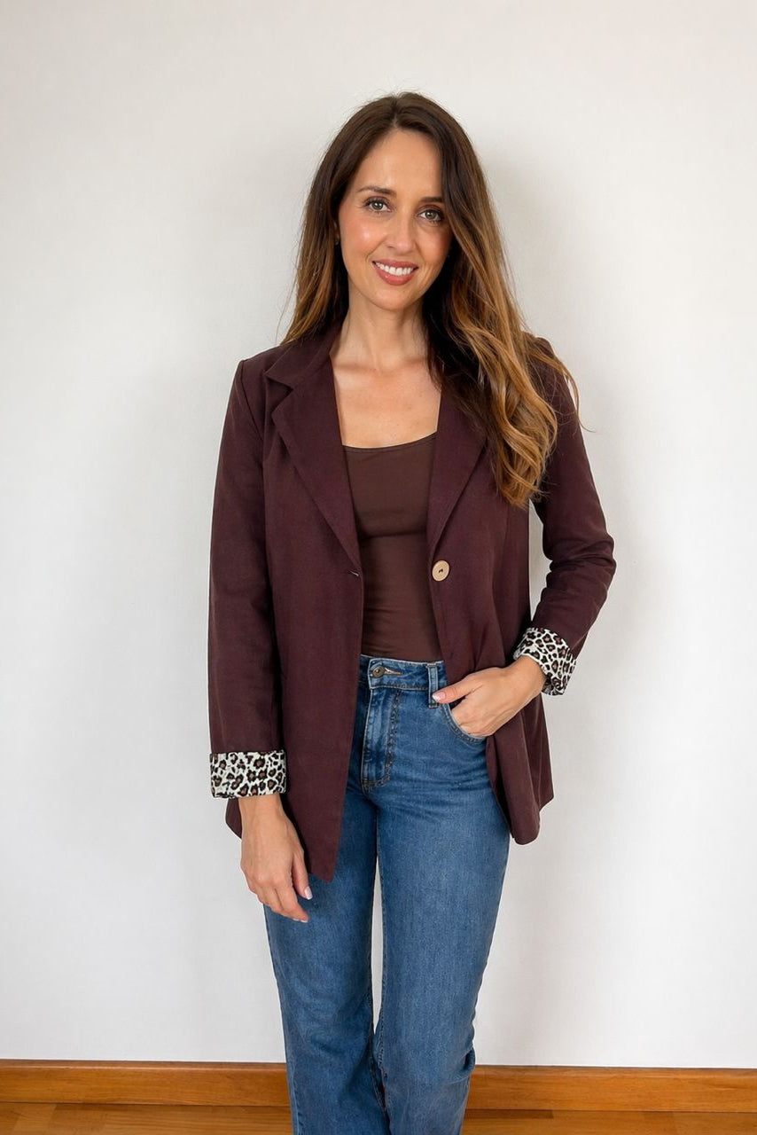 Linen Blazer Chocolate Brown
