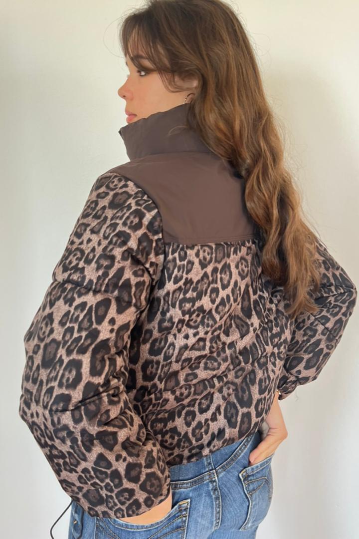 Leopard Combo Puffer Jacket