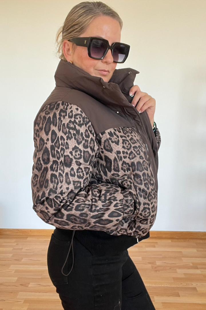Leopard Combo Puffer Jacket