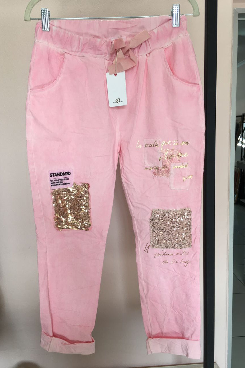 Italian Sequin Patch Pants