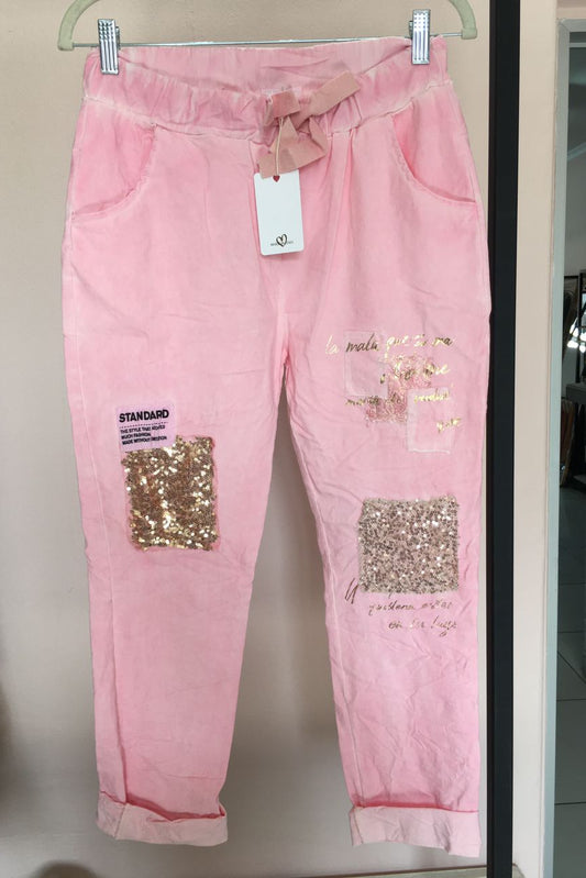 Italian Sequin Patch Pants