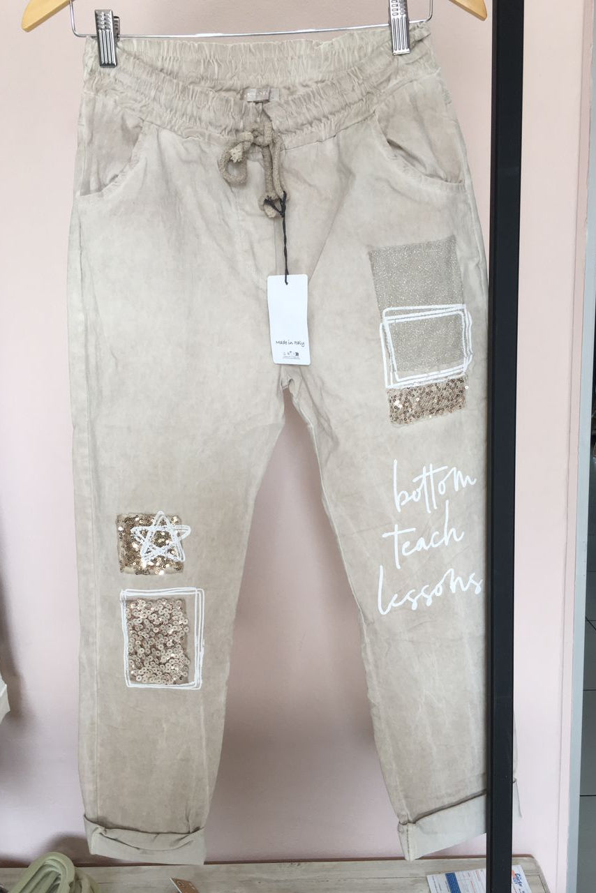 Italian Sequin Patch Pants