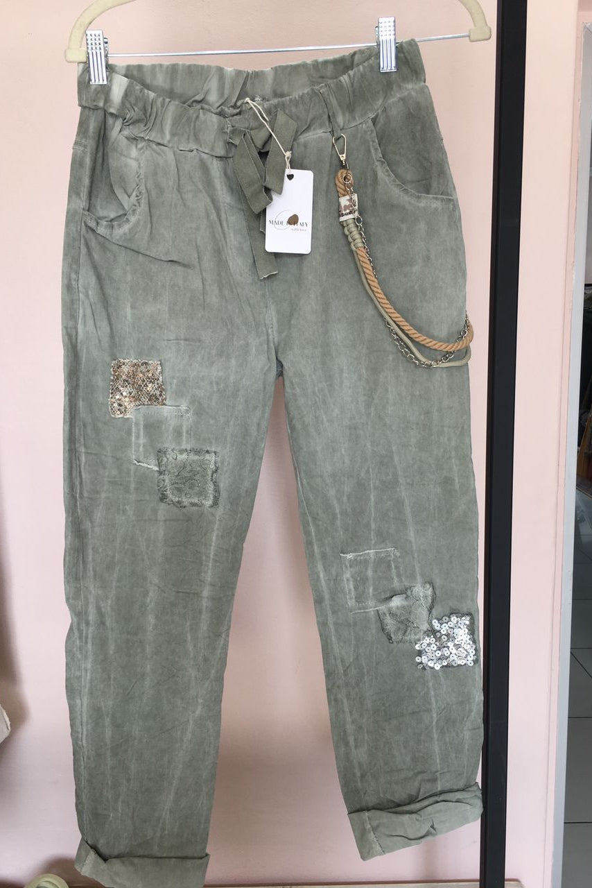 Italian Sequin Patch Pants