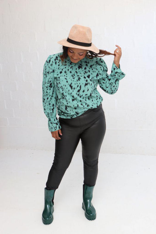 Pattern Mock Neck Blouses
