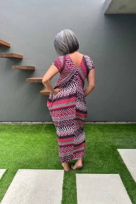 Salome Dress Geometric Navy