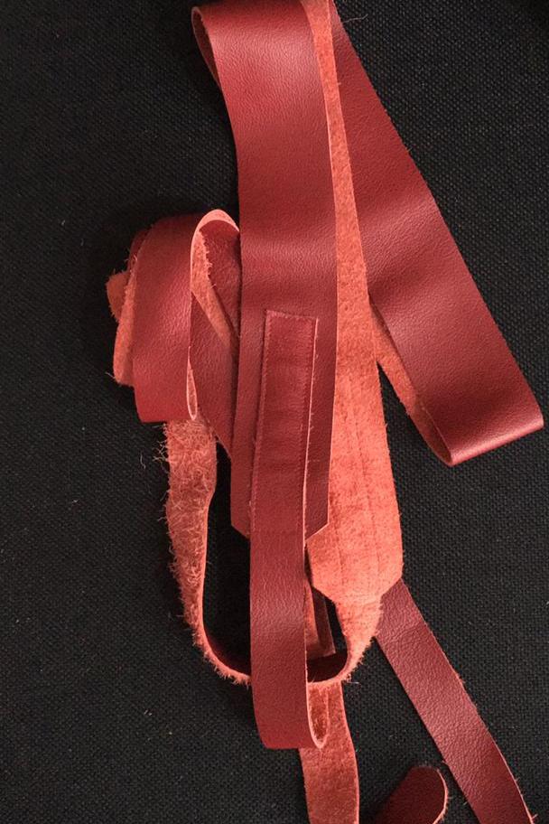 genuine leather wrap belt in red, ties in the front