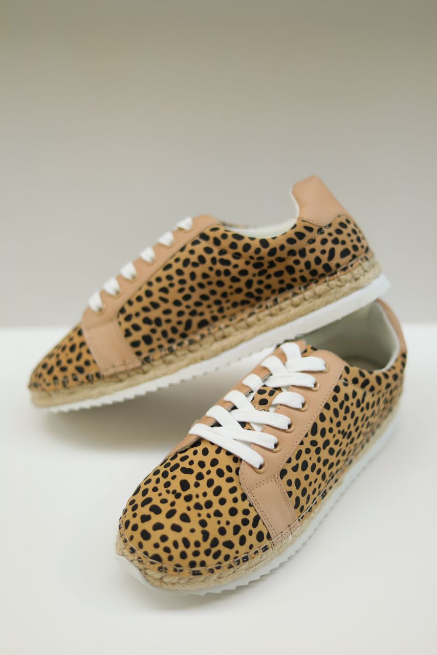 nude animal print sneaker with espdrille