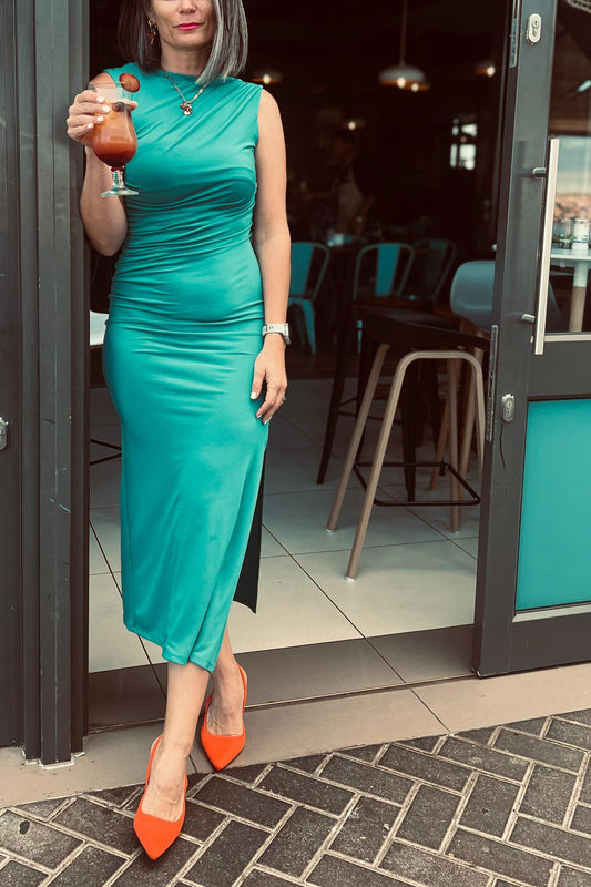 Paula Body Con Dress Turquoise