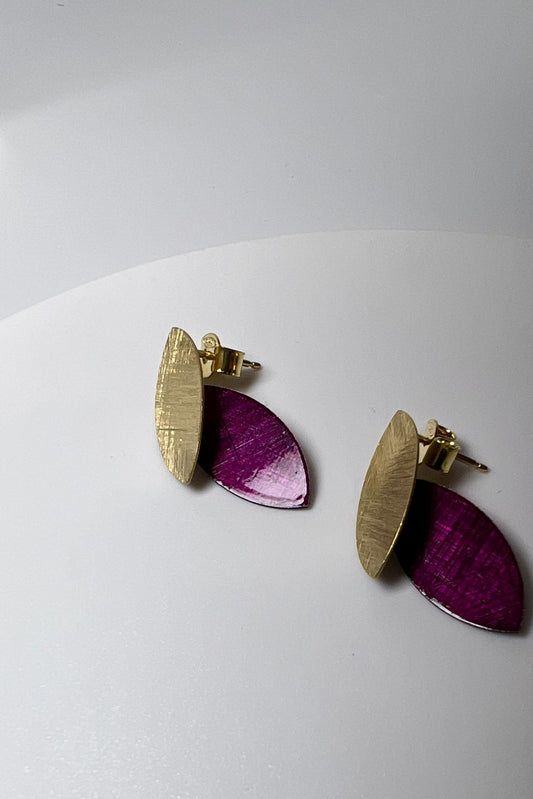 Brushed 18ct Gold Plated Colour Earrings