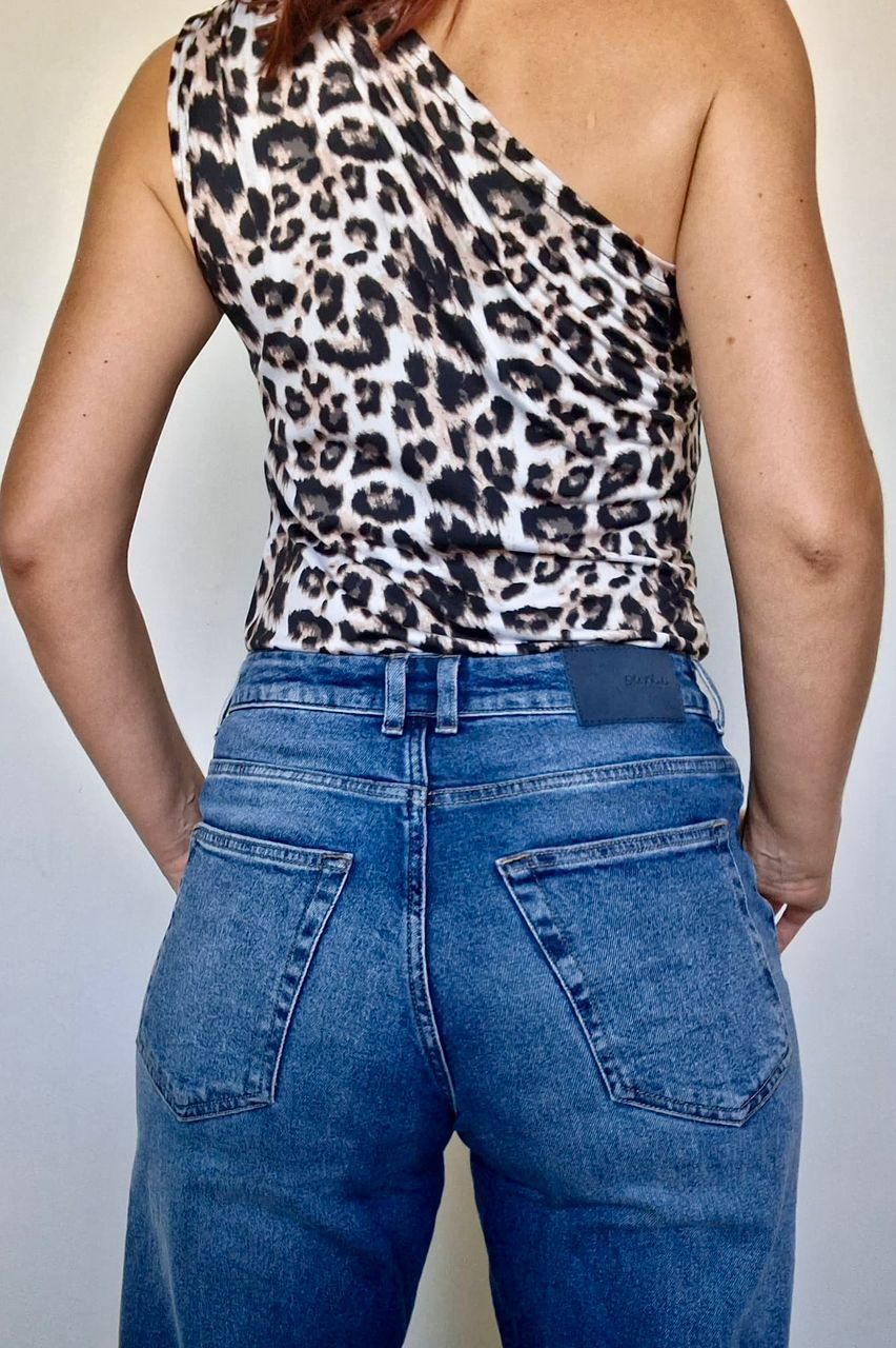 Animal Print One Shoulder Top