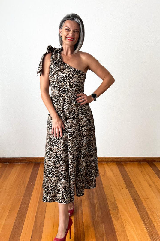 Kyle One Shoulder Dress Animal Print