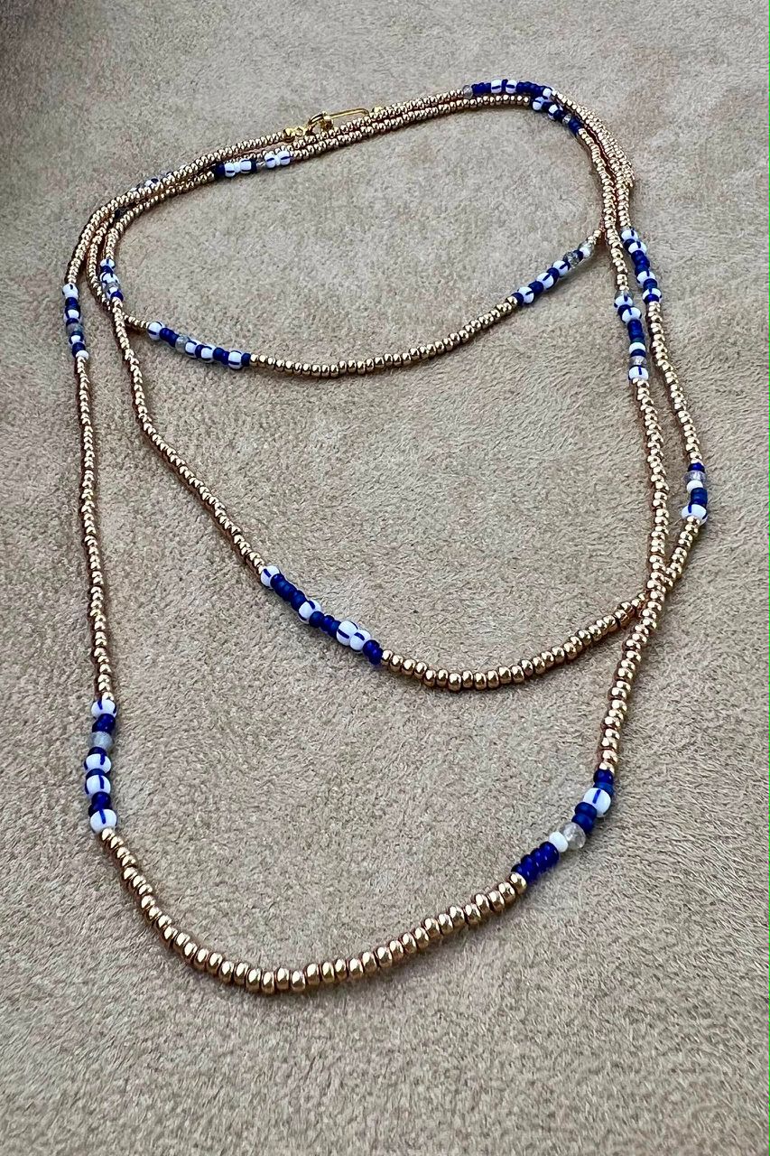 Blue,Labradorite and Champagne Beaded