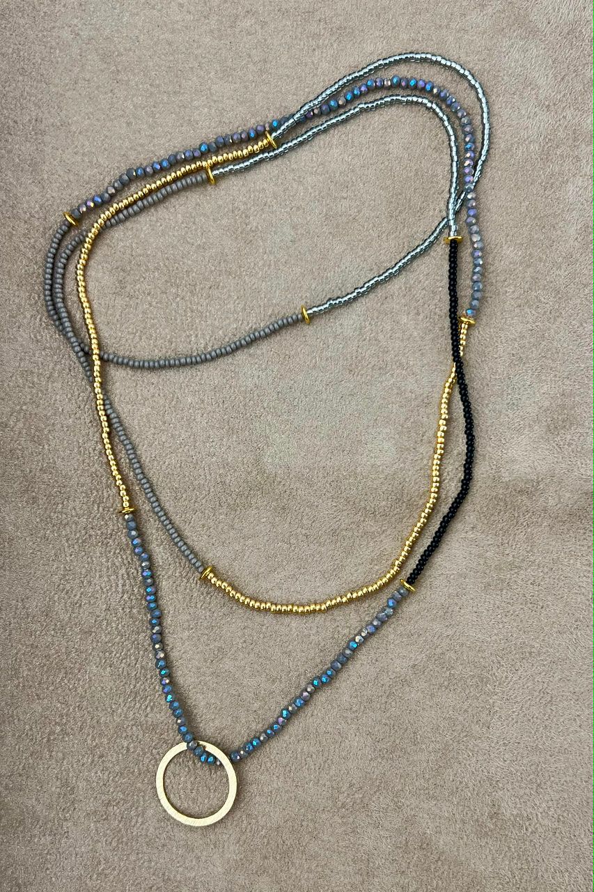 Heartstring Beaded Wrap Necklace With Ring Detail