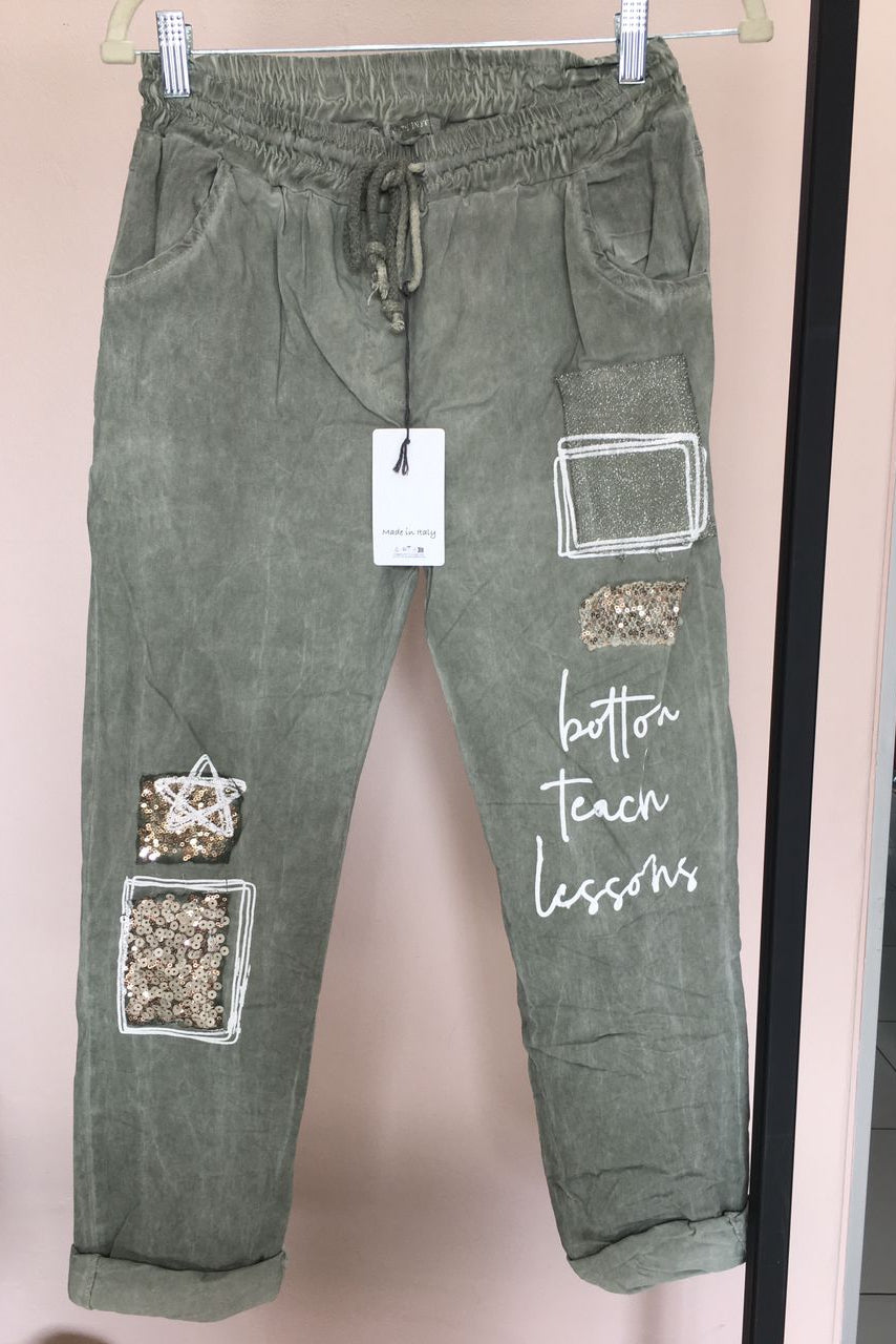 Italian Sequin Patch Pants