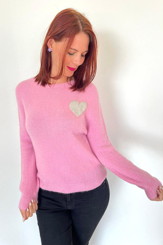 Pink Heart Jersey/Knit Top
