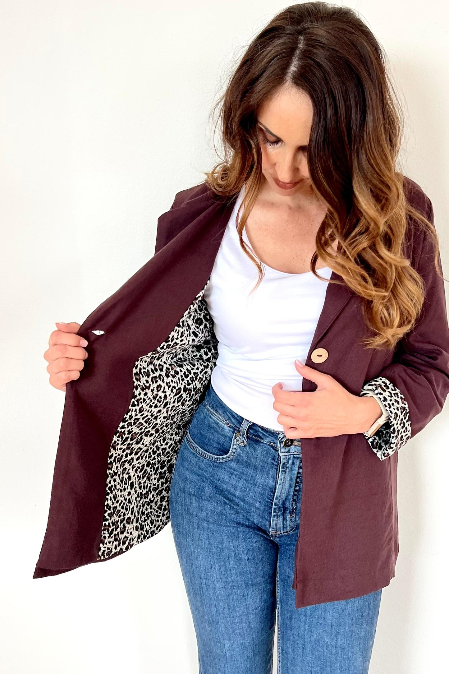 Linen Blazer Chocolate Brown