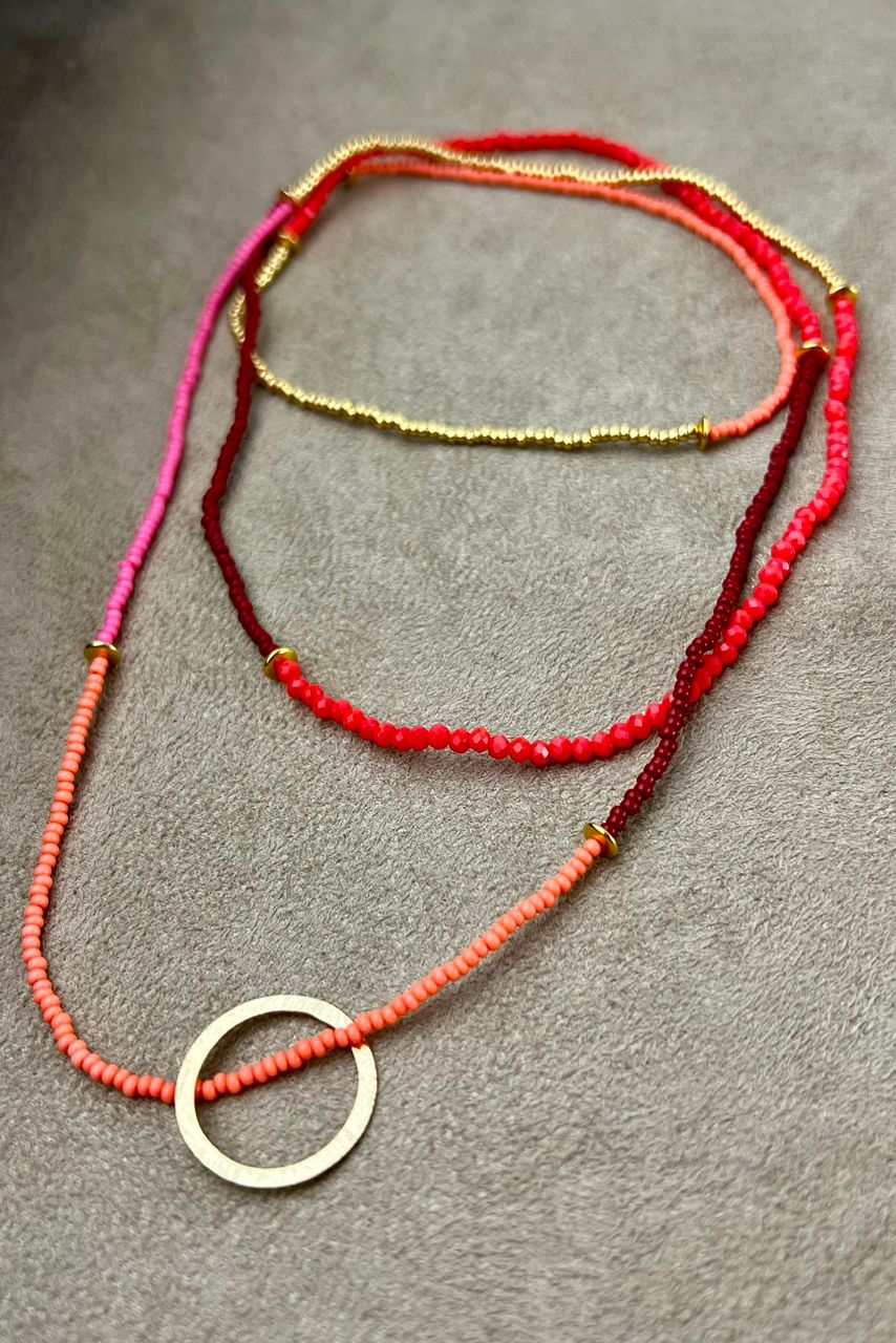 Heartstring Beaded Wrap Necklace With Ring Detail