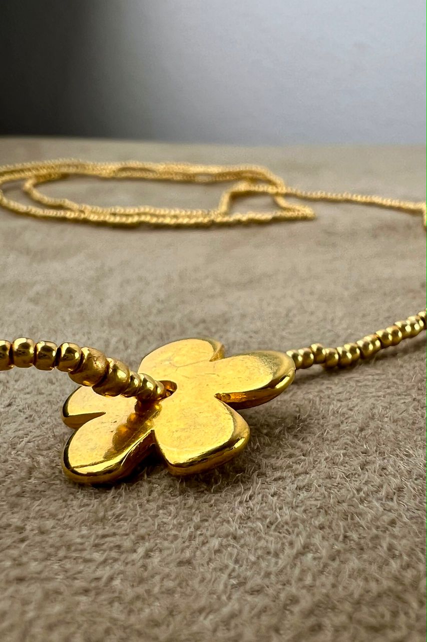 Long Gold Heartstring Necklace