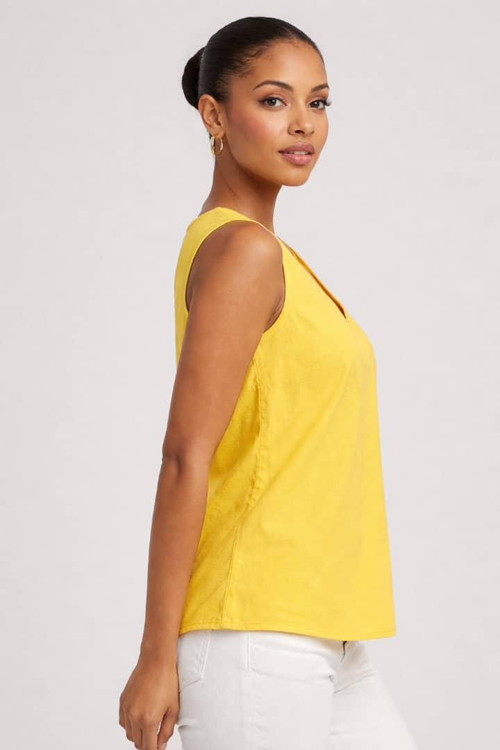V-Neck Linen Vest Yellow