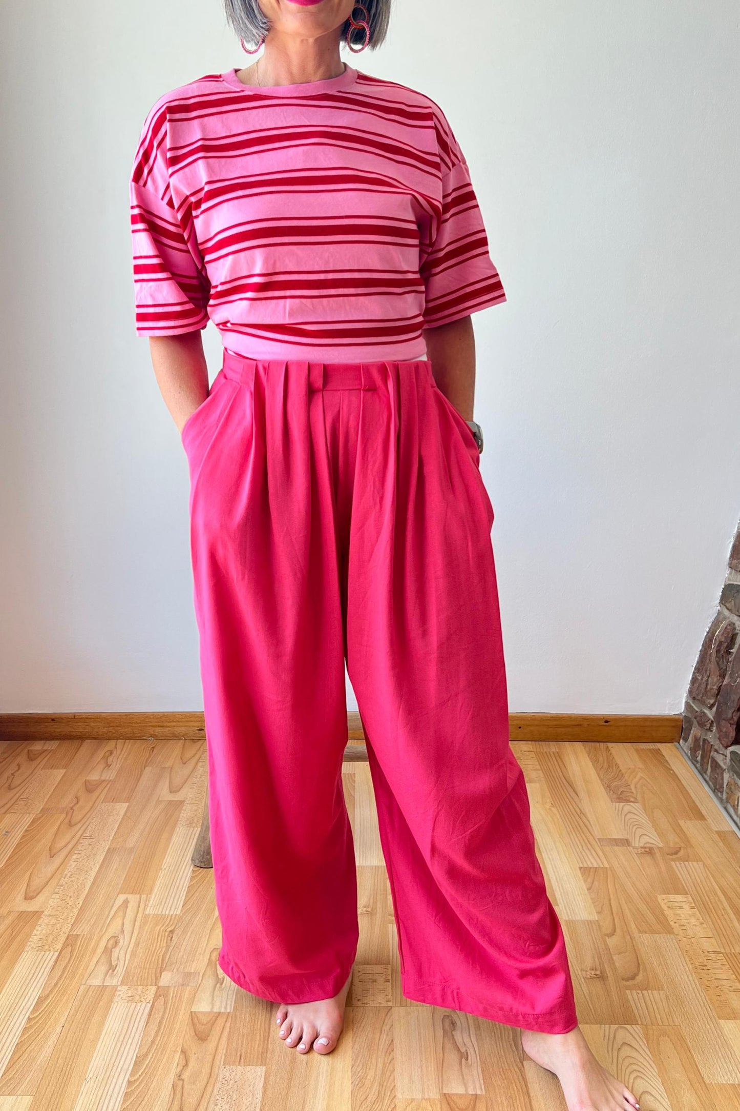 High Waisted Wide Leg Pleat Pants