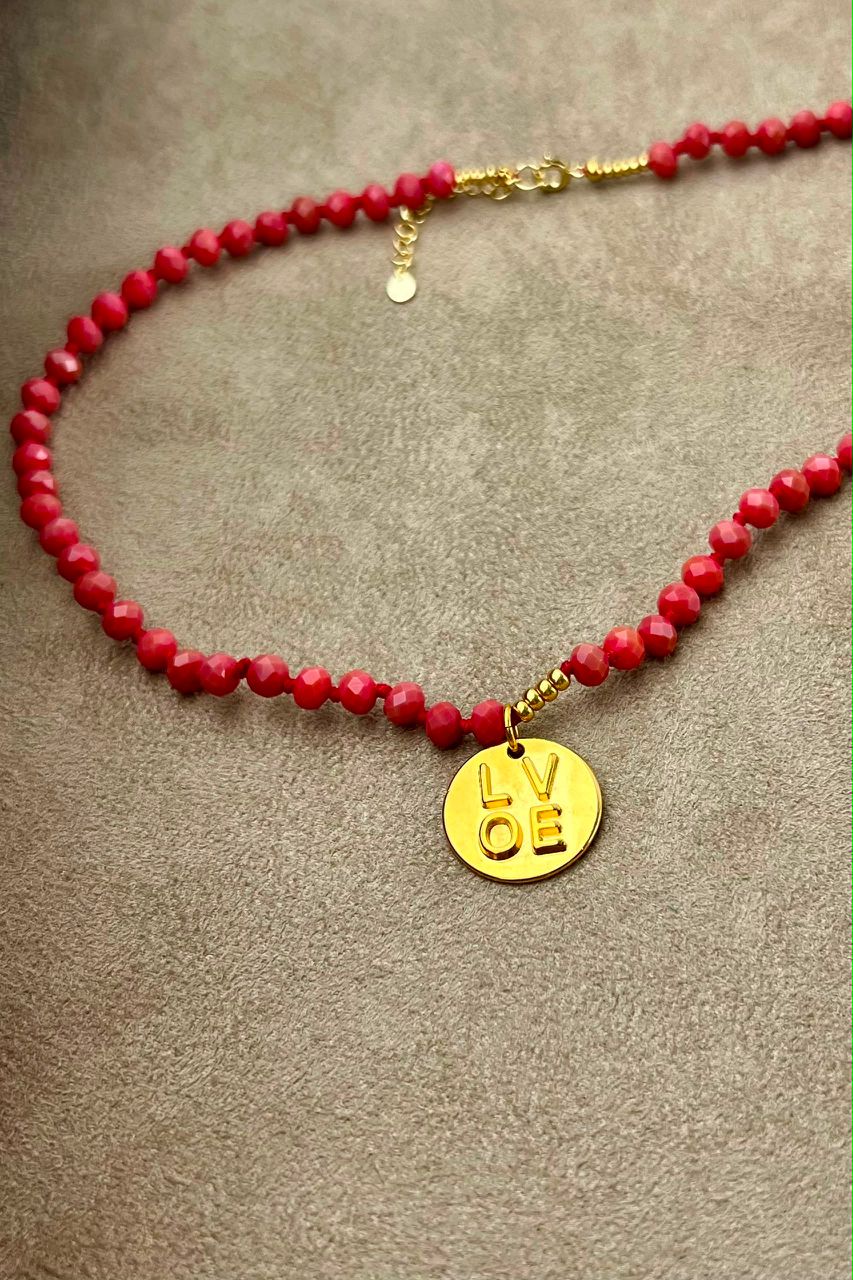 Faded Red Glass Necklace