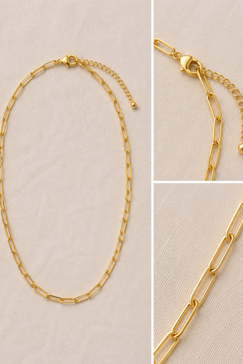 Gold Paperclip Link Necklace