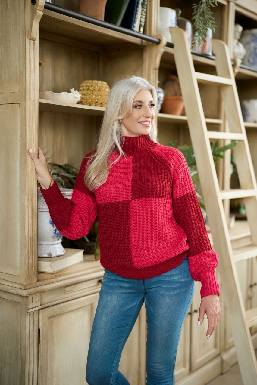 Colour Block Knit Pink/Red